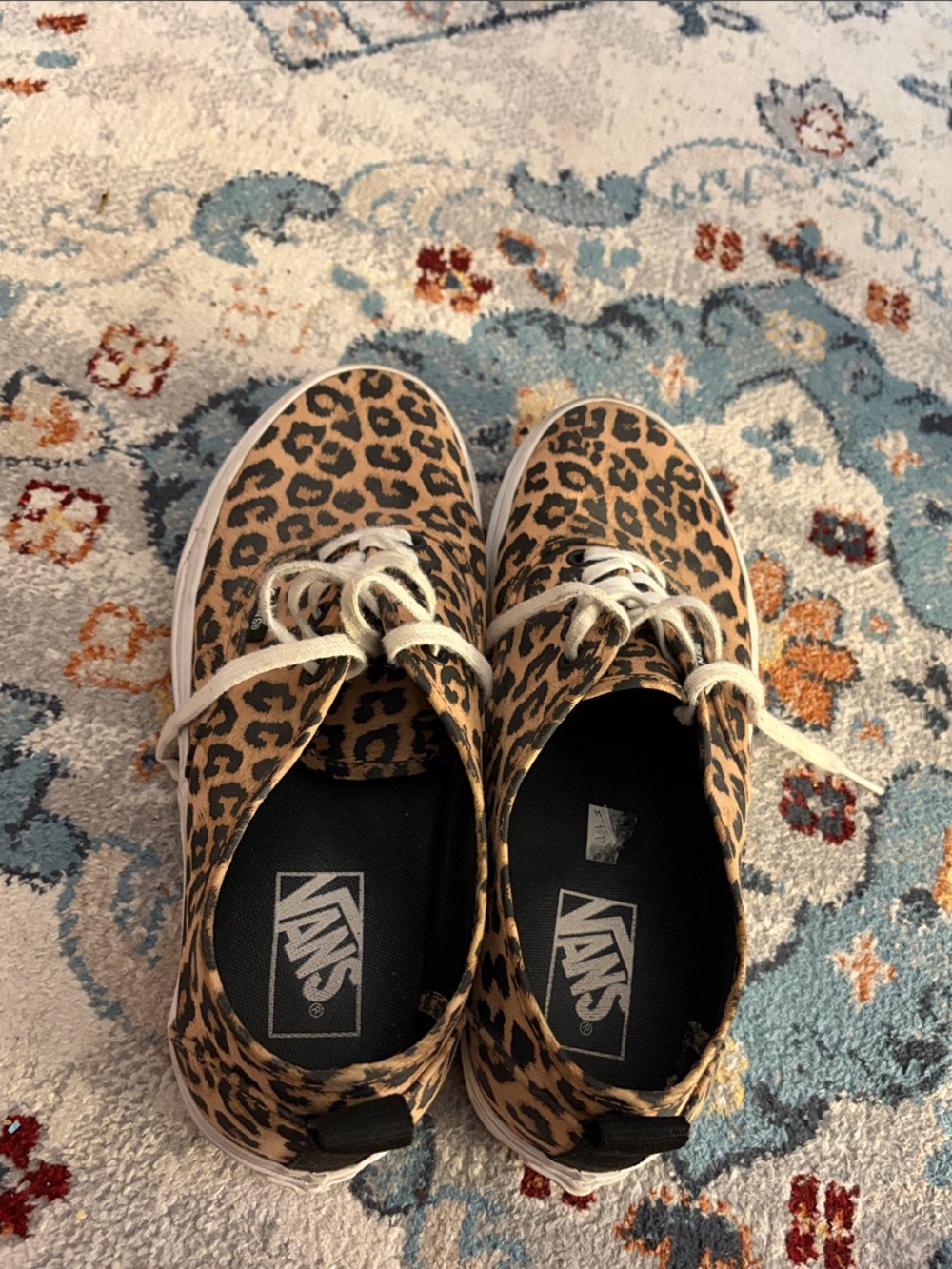 Vans Leopard Print Canvas Sneakers in Brown and Black